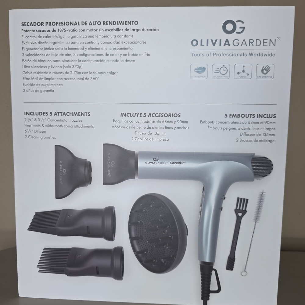 Olivia Garden SuperHP Hair Dryer - Metallic Light Blue - Picture 3 of 7